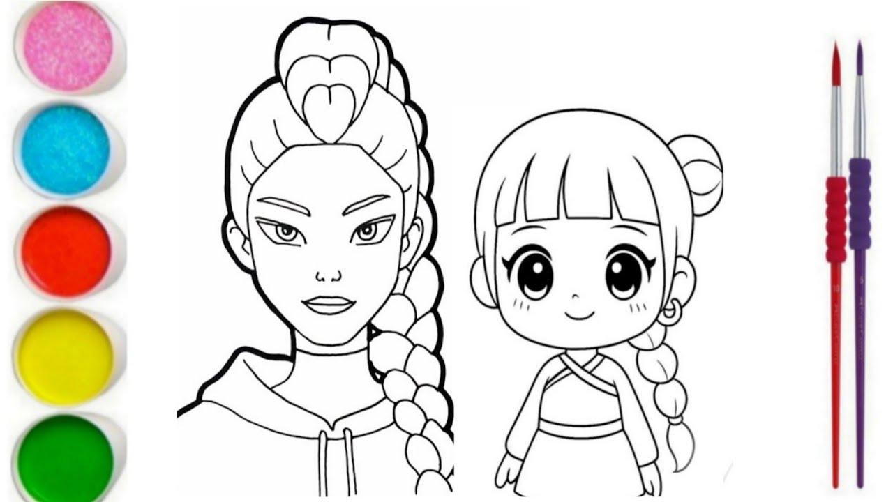 How to draw Rumi and Zoey💚❤💙 From K-Pop Demon Hunter || Kids Drawings