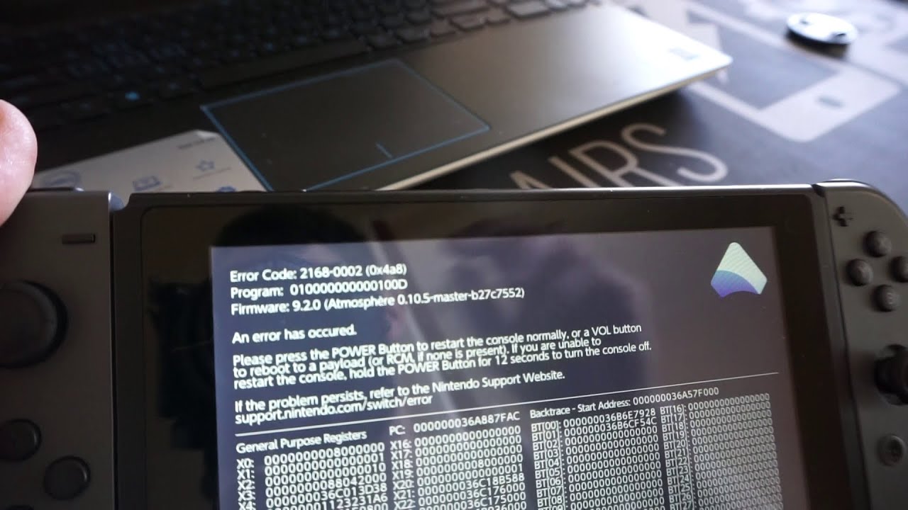 Ошибка Nintendo Switch Homebrew 2168-0002