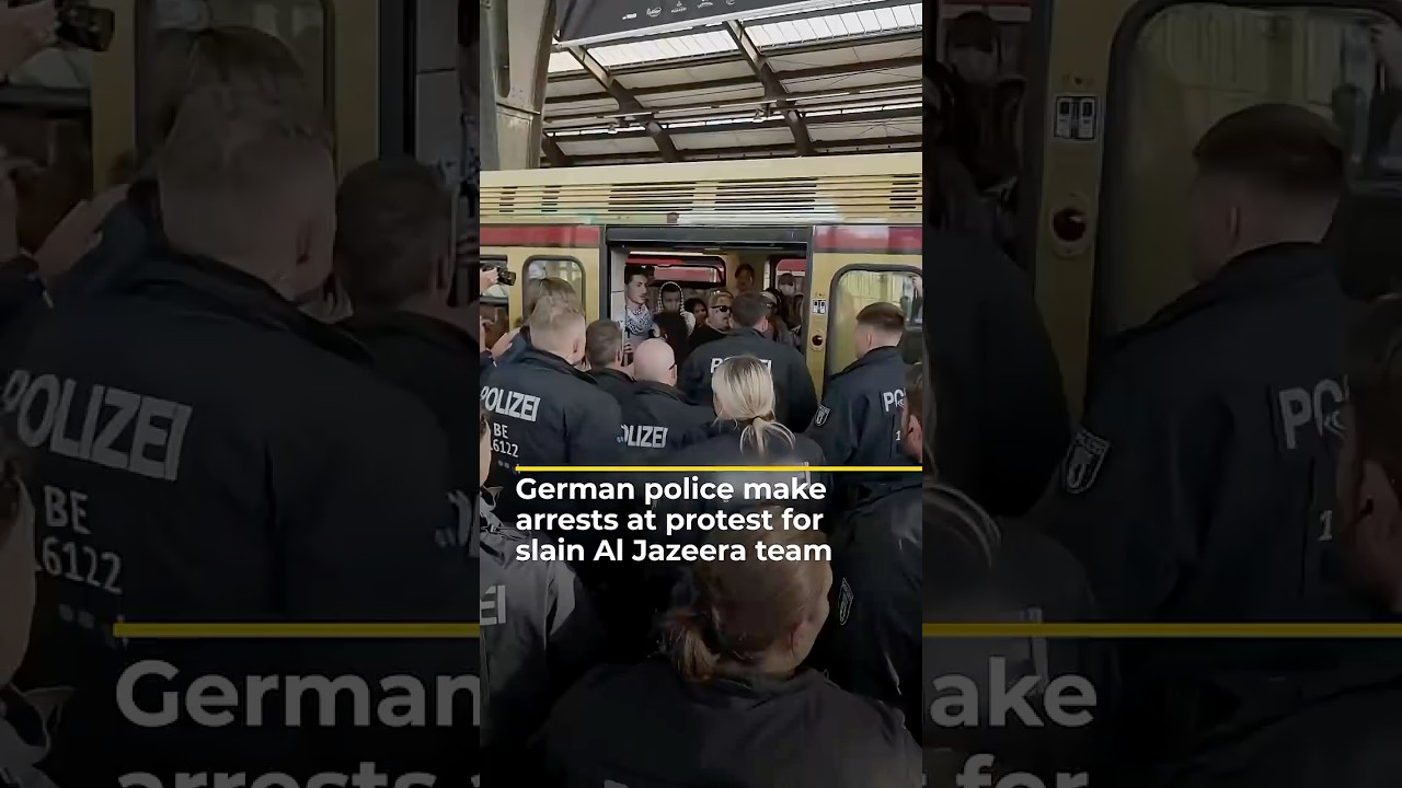 German police make arrests at protest for slain Al Jazeera journalists | AJ #shorts