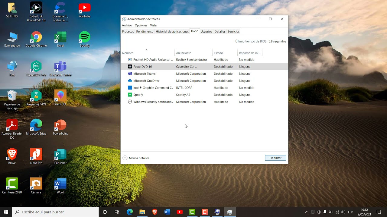 DESHABILITAR APLICACIONES QUE SE ABREN AUTOMATICAMENTE AL ENCENDER LA PC