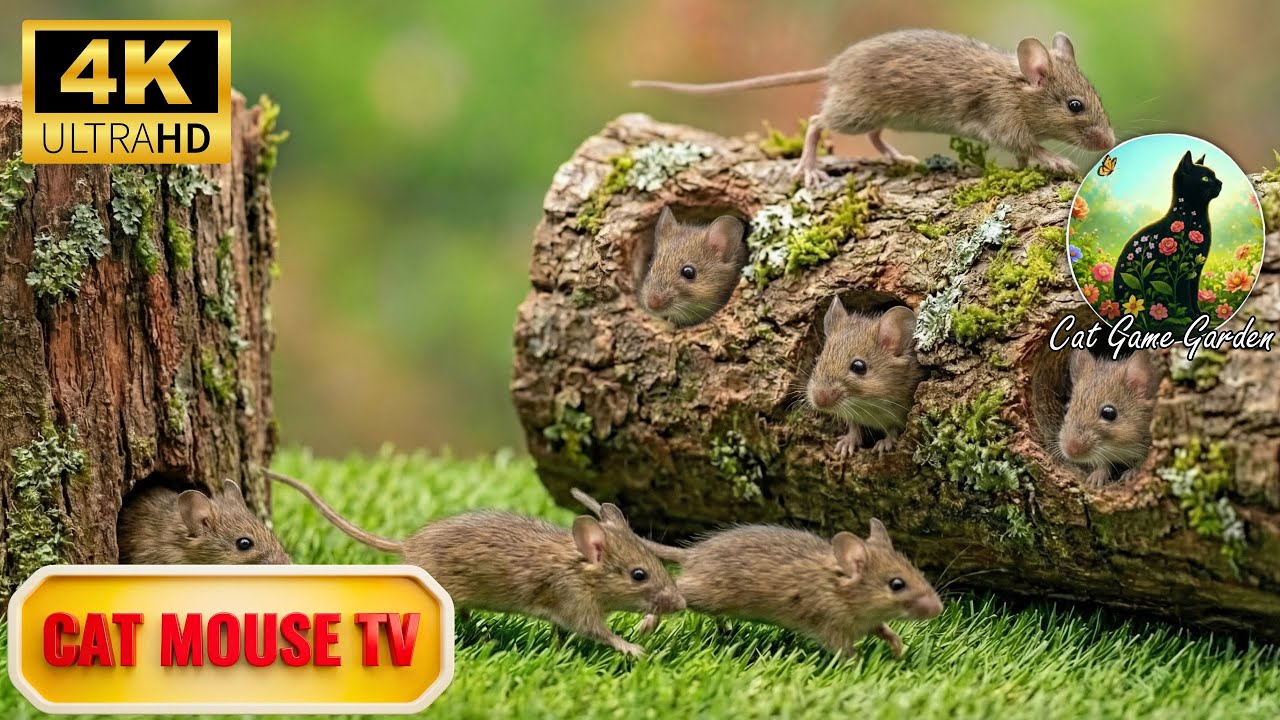 Cat TV Mouse Game 🐈 Ultra HD Realistic Mice Maze 4K | Cat Game Garden