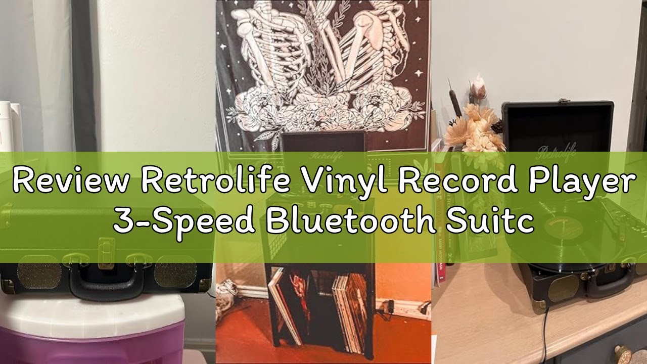 Review Retrolife Vinyl Record Player 3-Speed Bluetooth Suitcase Portable Belt-Driven Record Player w
