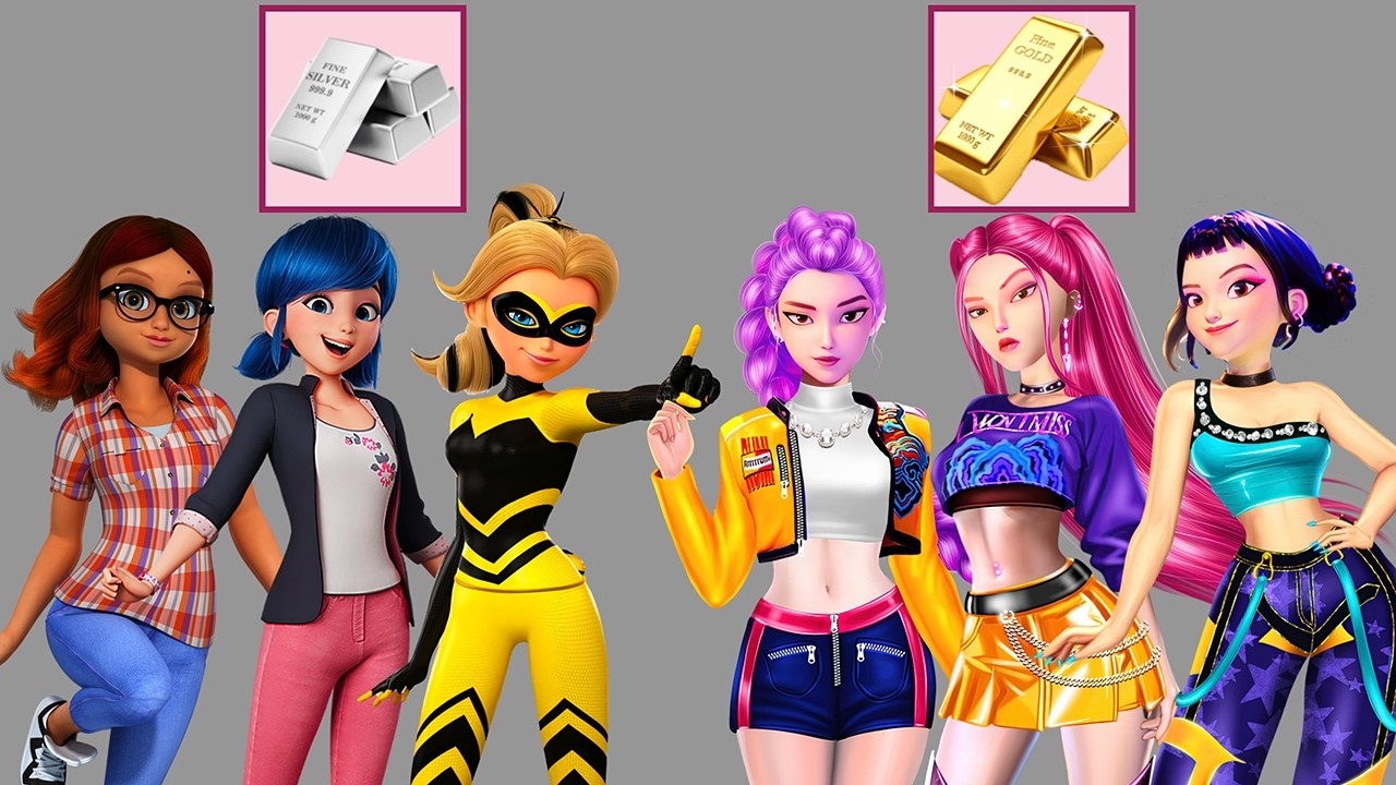 Epic Glow Up! Gold vs Silver Transformation | Rumi, Mira, Zoey vs Ladybug, Alya & Queen Bee