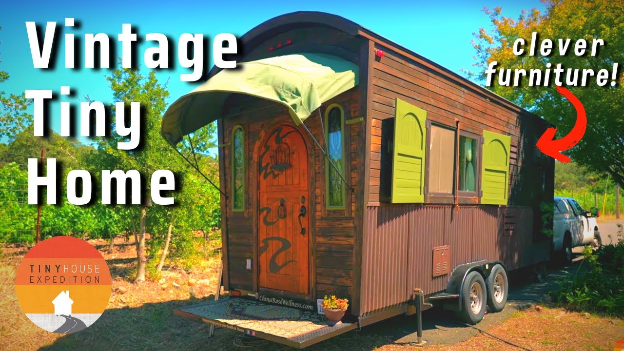 Artist Nomads' Vintage-Style Tiny House w/ Upcycled Antique Furniture