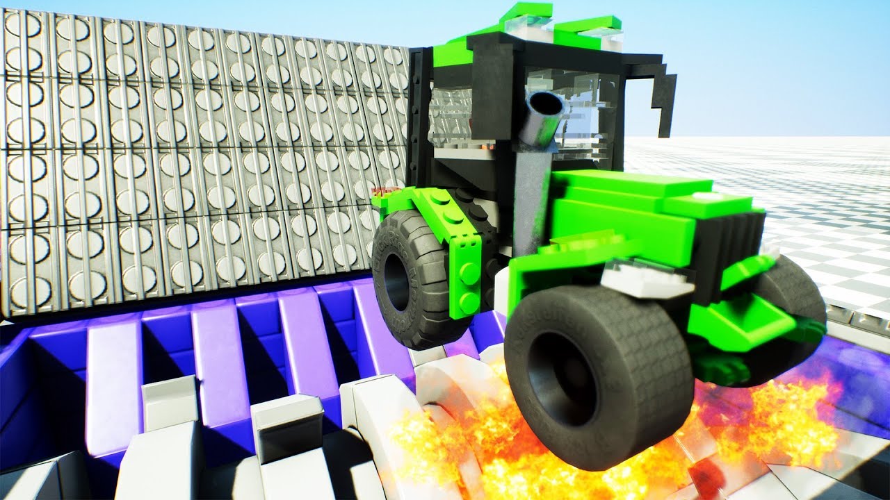 Shredding Lego Tractor Into Shredding Pit | Brick Rigs