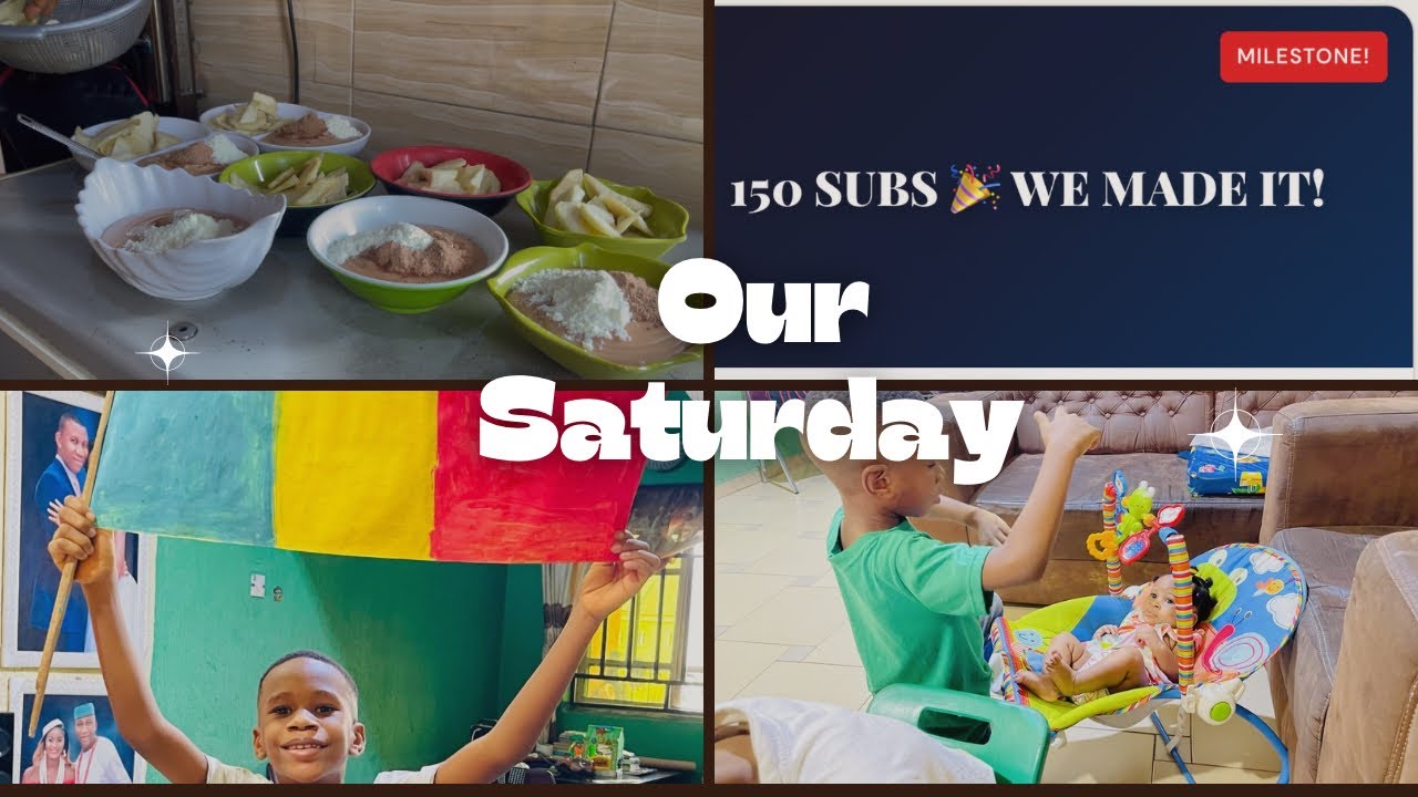 MY REAL SATURDAY ROUTINE AS A MOM | BREAKFAST, KIDS’ SCHOOL PROJECT + 150 SUBS MILESTONE! 