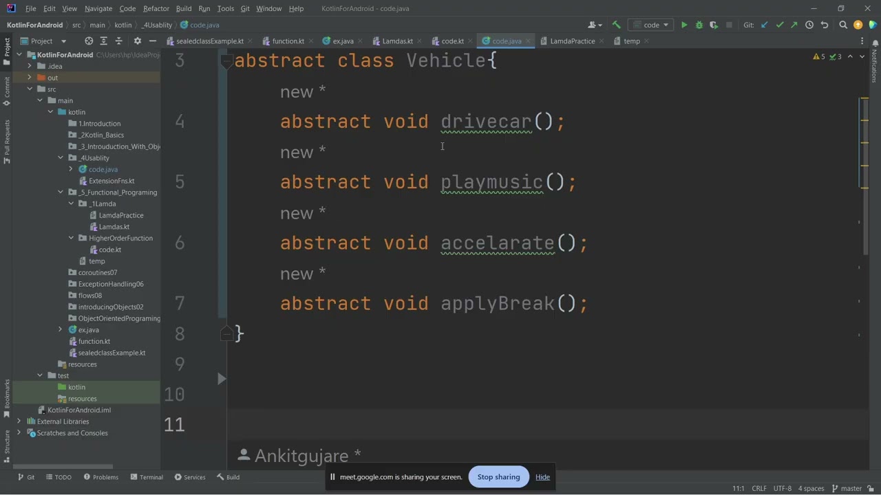 Abstract class practice Questions Day 42