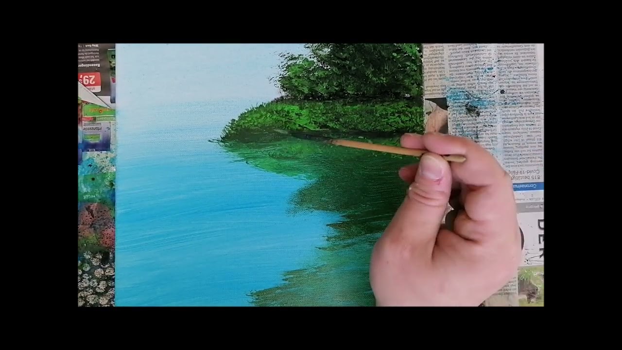 Malen mit Acryl  (Wasser Spiegelung)