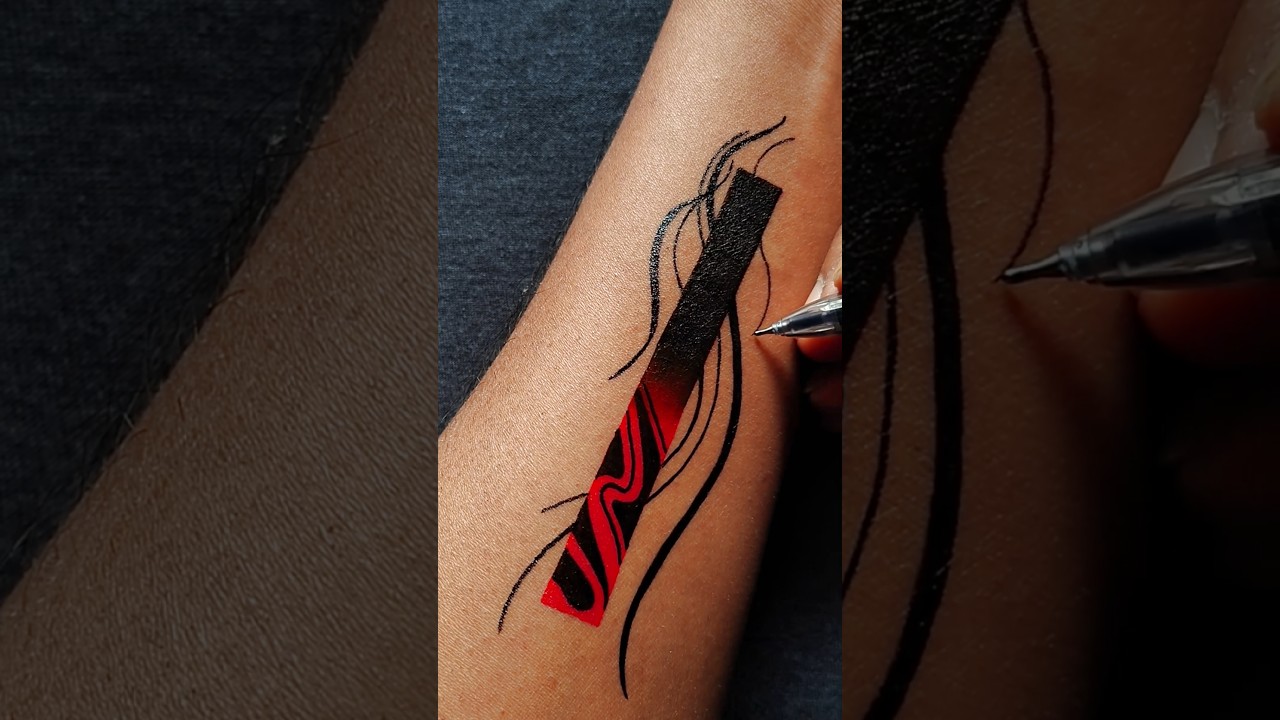 "Geometrical Tattoo Design for Boys Gel Pen Tutorial"......