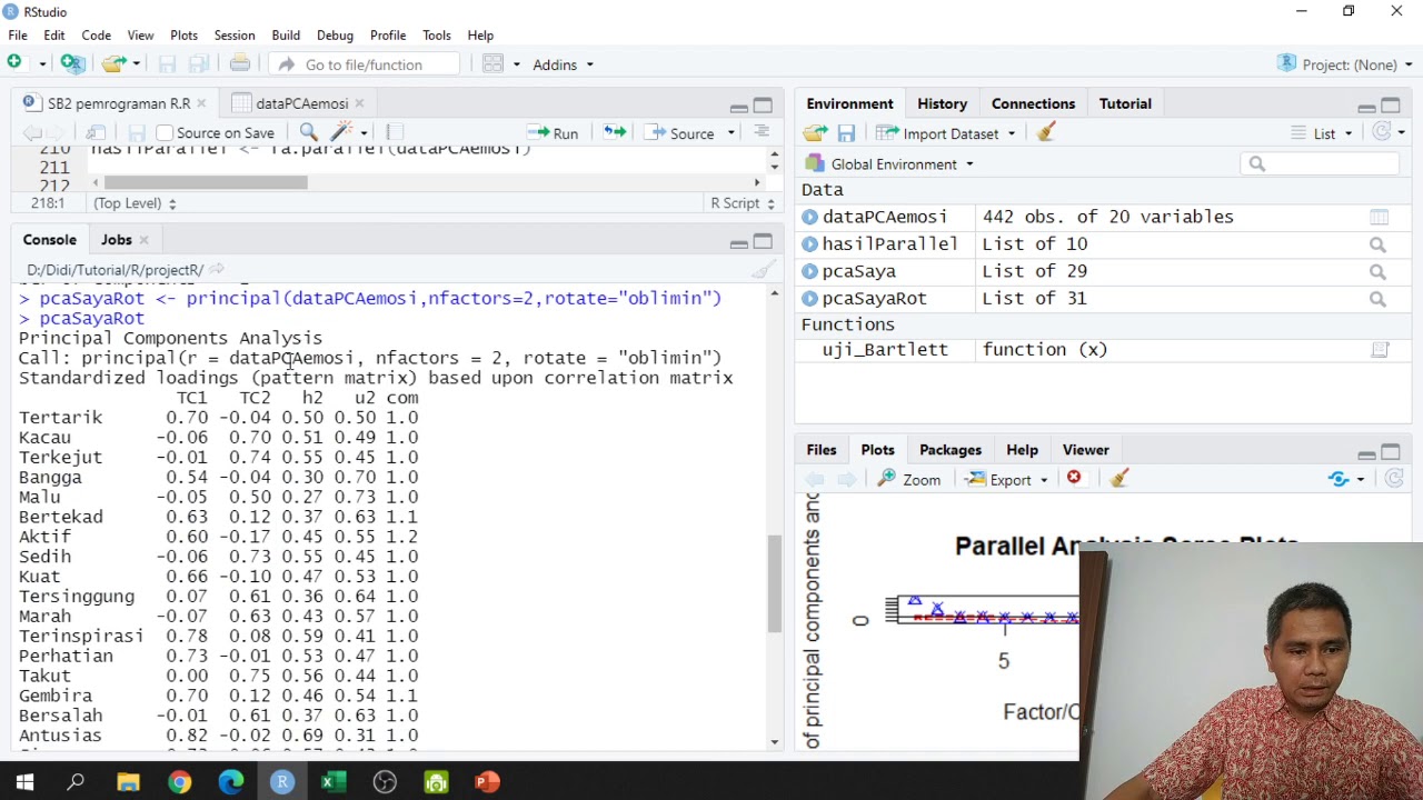 PCA Analisis Faktor dan Analisis Paralel dengan Pemrograman R