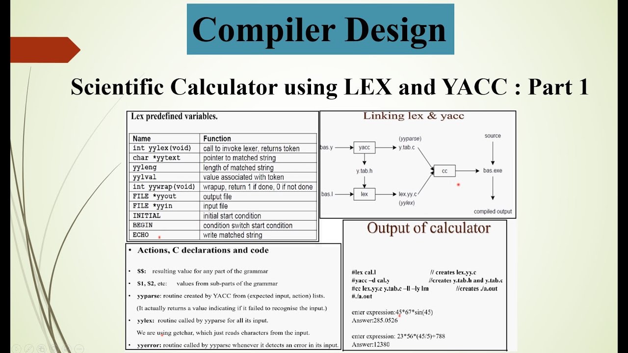 Scientific Calculator Using LEX and YACC | Compiler Design | Part 1 | Basics & Implementation