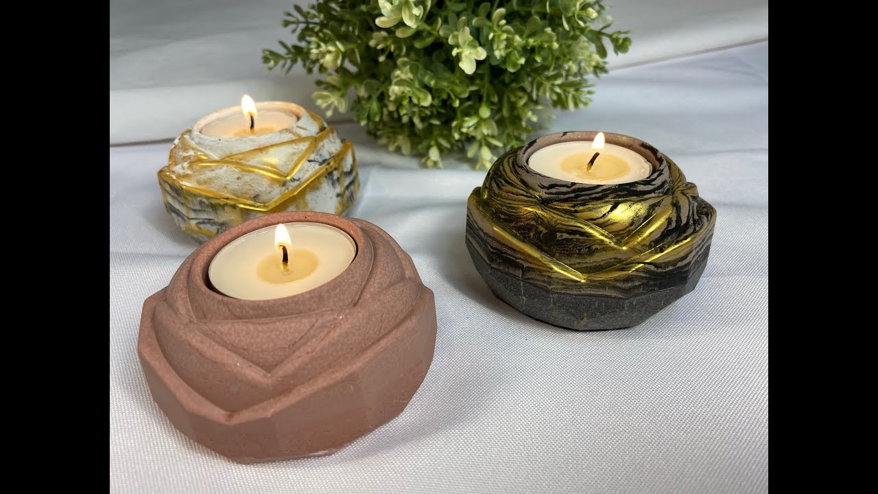257 - Jesmonite Resin - Tealights - Using my Own Mould & Dusting with Mica Powder - Rustic Look