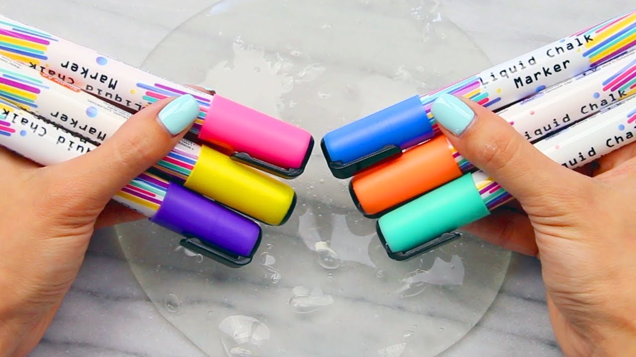 Satisfying & Relaxing Ultra Clear Slime Coloring Using Pastel Liquid Chalk Markers!