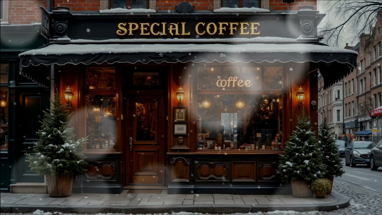 Soft Jazz Music ☕️ Snowy Coffee Shop Ambience with bossa Nova Instrumental to Work, Focus, Study
