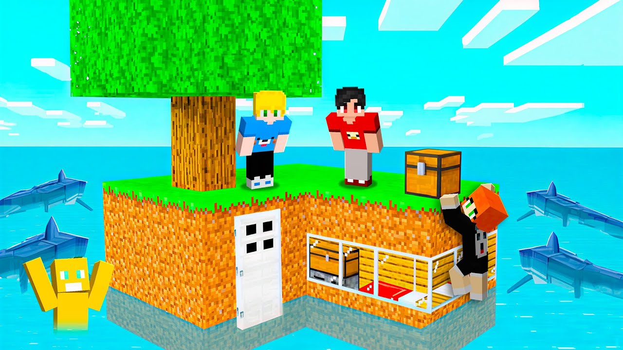 Мы построили дом внутри океанского острова в Minecraft!