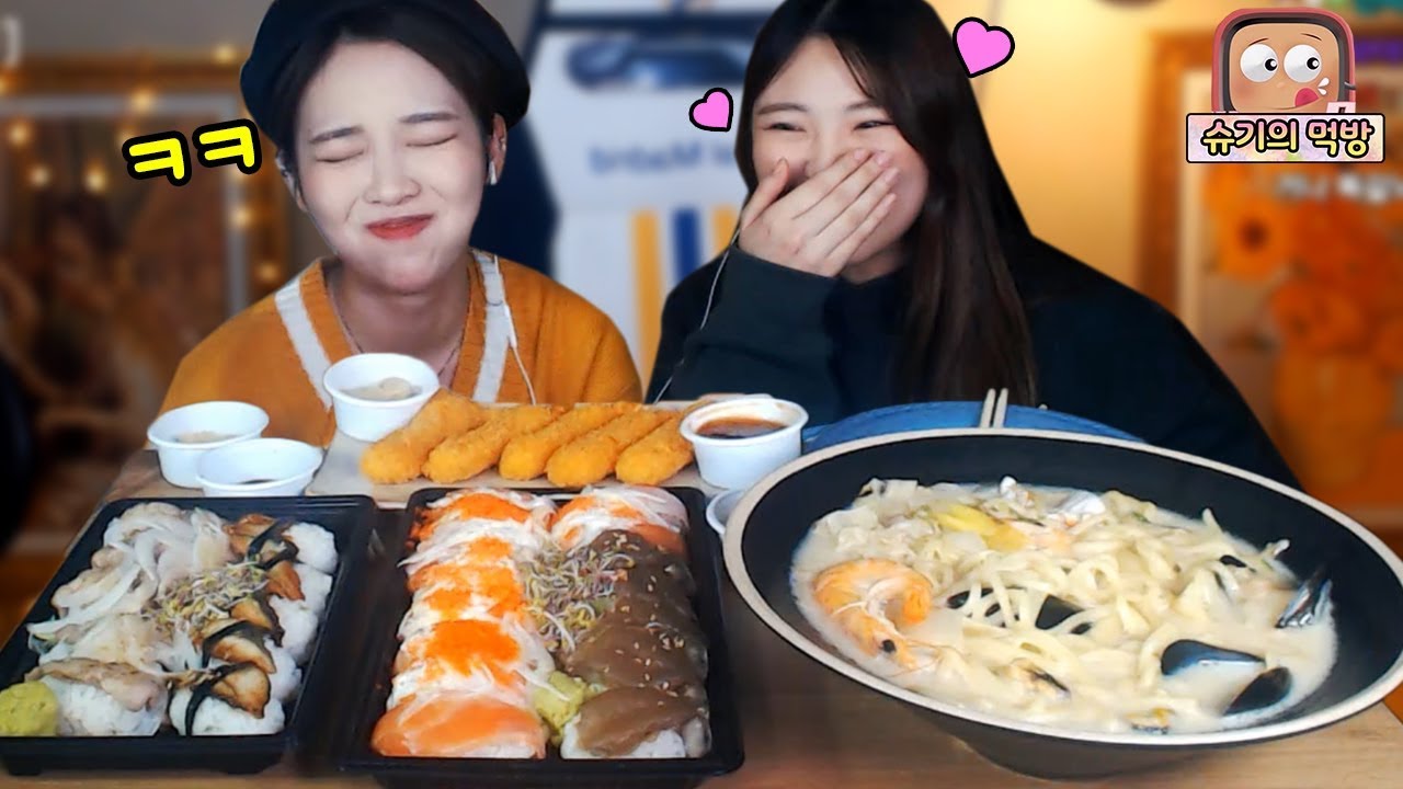 친구와 초밥세트+나가사끼짬뽕 토크먹방💕!!! 슈기♬ Shugi Mukbang eating show