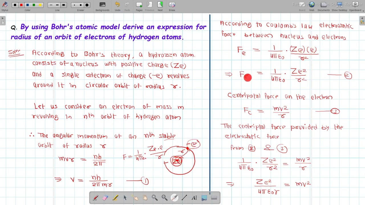 Radius of an orbit of electron of hydrozen atom