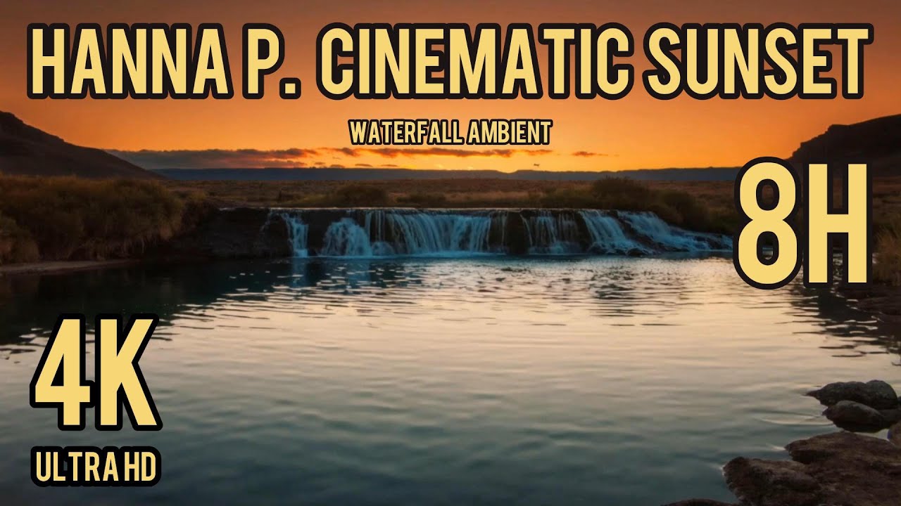 Cinematic Ambient Waterfall – Emotional Vocal by Hanna P. | 8 Hours Orange Sunset 4K