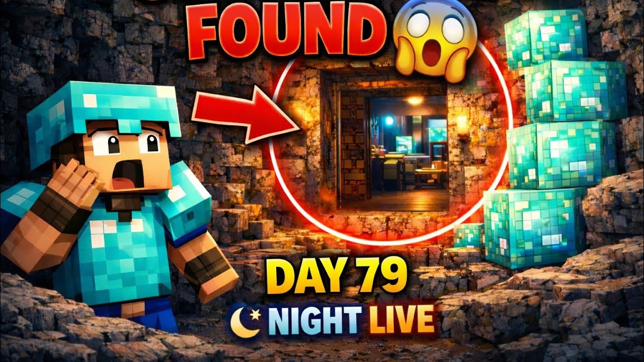 I Found a SECRET BASE in Minecraft Survival 😱 | Day 79 Night Live