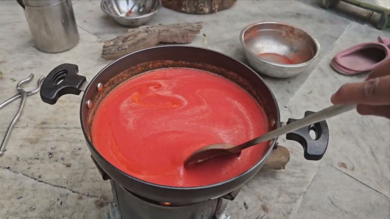 Sweet And Tangy Tomato Jam #freshtomatoes #freshtomato #tomatojam #tomatopuree #jam #sweet #tangy