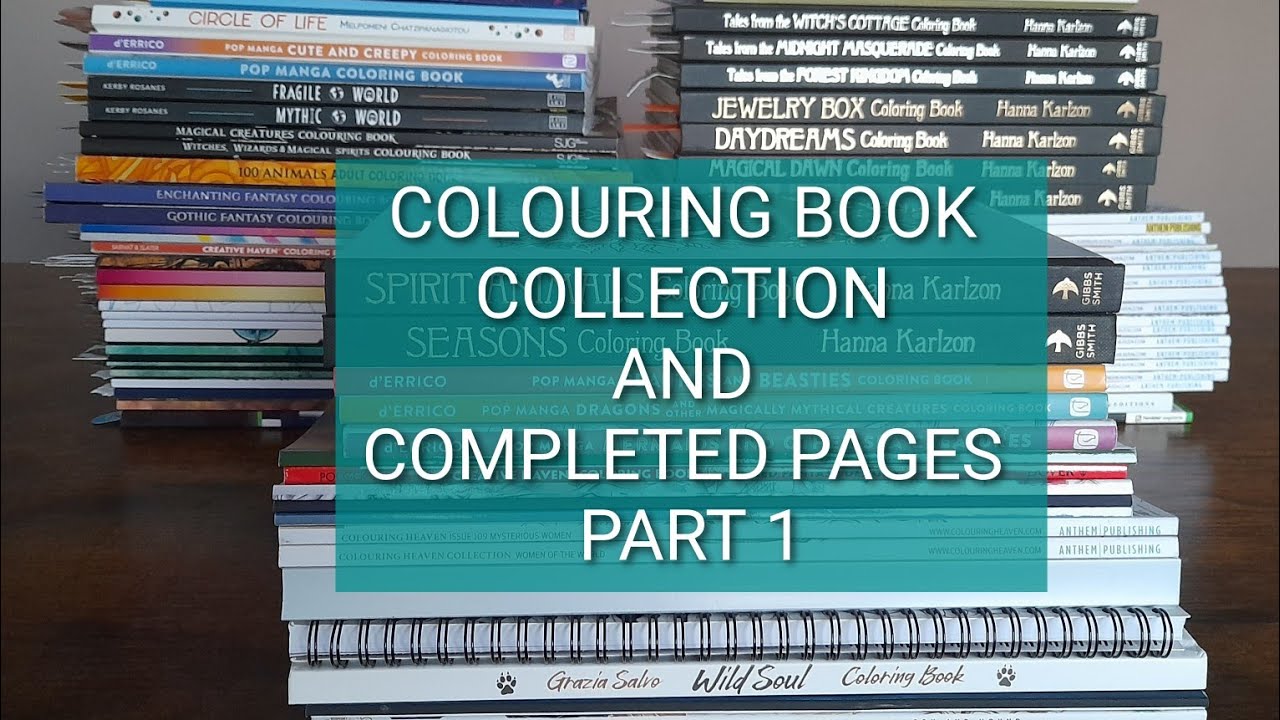 My Colouring Book Collection And Completed Pages Part 1