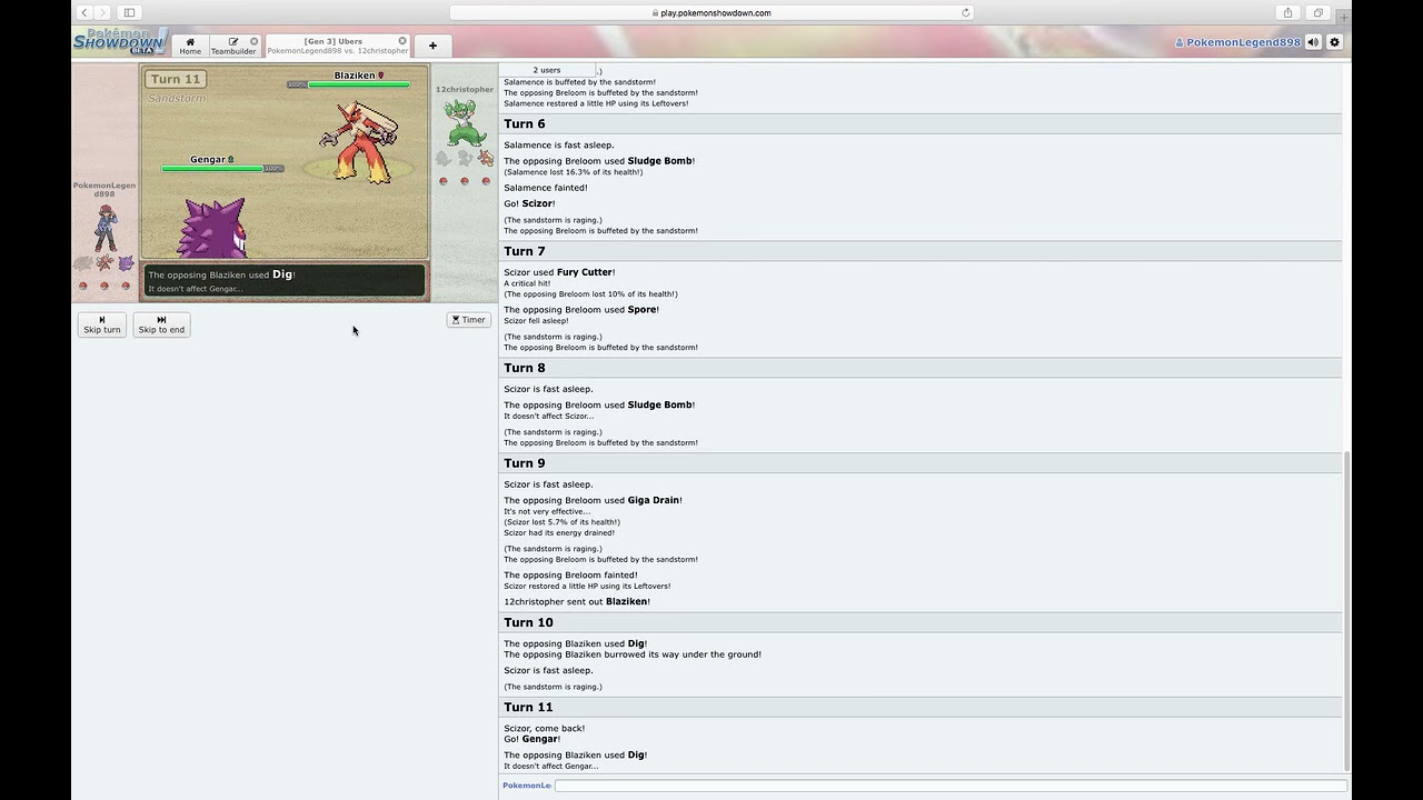 Pokemon Showdown GEN 3 Ubers No Legendaries