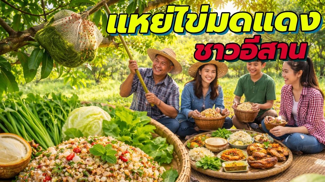 พาไปดูวิถีชีวิตบ้าน ๆ ของชาวอีสาน กับการ แหย่ไข่มดแดงตามฤดูกาล 