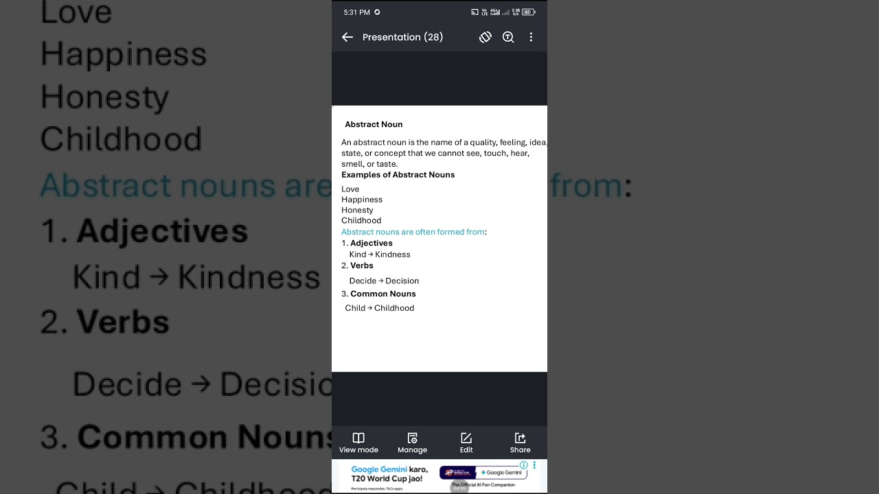 Abstract Noun in detail#englishgrammar#ytvideos 