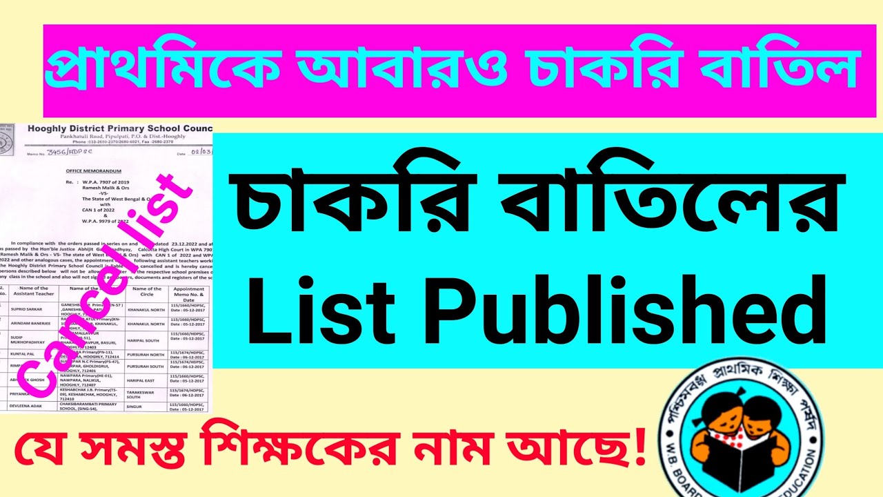 পুনরায় প্রাথমিকে চাকরি বাতিলের লিস্ট প্রকাশ | Primary teacher job cancel list | scam teacher list