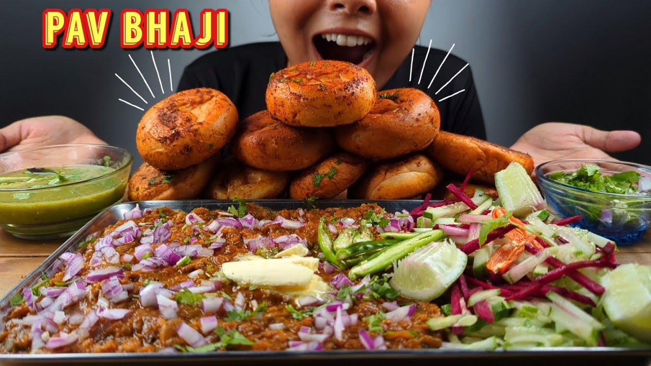 🔥COOKING & EATING STREET STYLE PAV BHAJI, MANGO CHUTNEY, SALAD | 10 PAV BHAJI EATING CHALLENGE 🔥