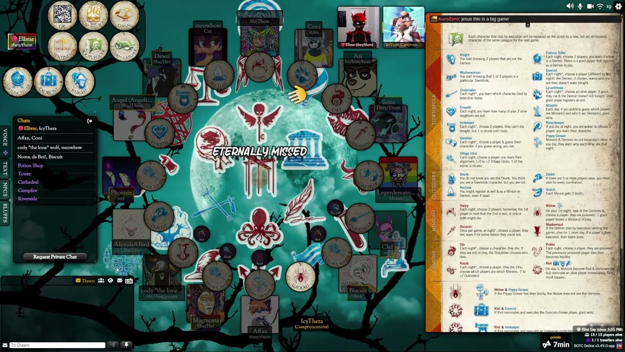Blood on the Clocktower - Flesh and Bone - The Squall of Outsiders game 10 - Storyteller Perspective