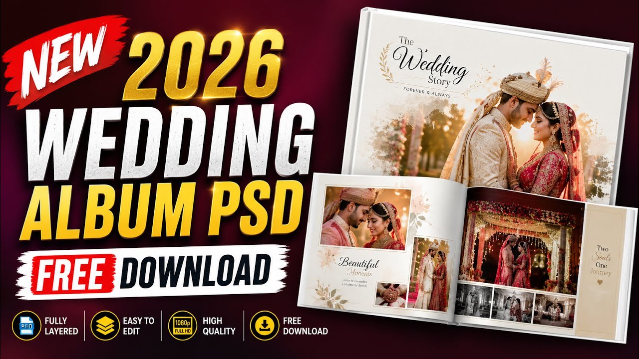 New 2026 Wedding Album Design PSD Free Download | 12x36 Album PSD | PHOTOSHOP