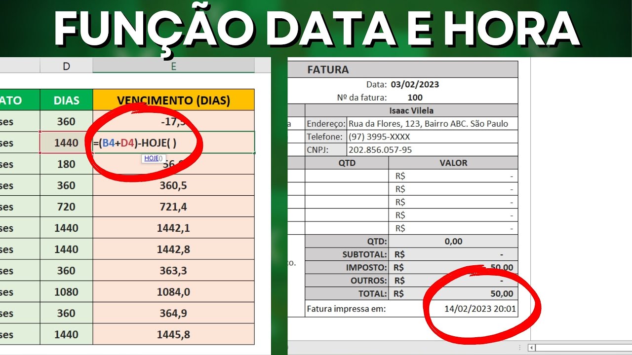 Como usar Fun&ccedil;&atilde;o Data e Fun&ccedil;&atilde;o Horas no Excel | Exemplo Pr&aacute;tico para Vida Real
