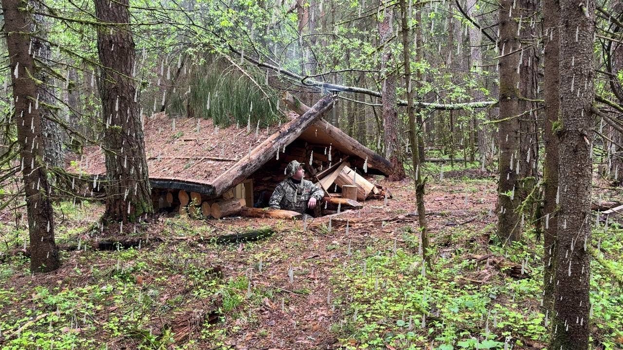 A Cozy Shelter In The Wild Forest. Take Shelter From Bad Weather