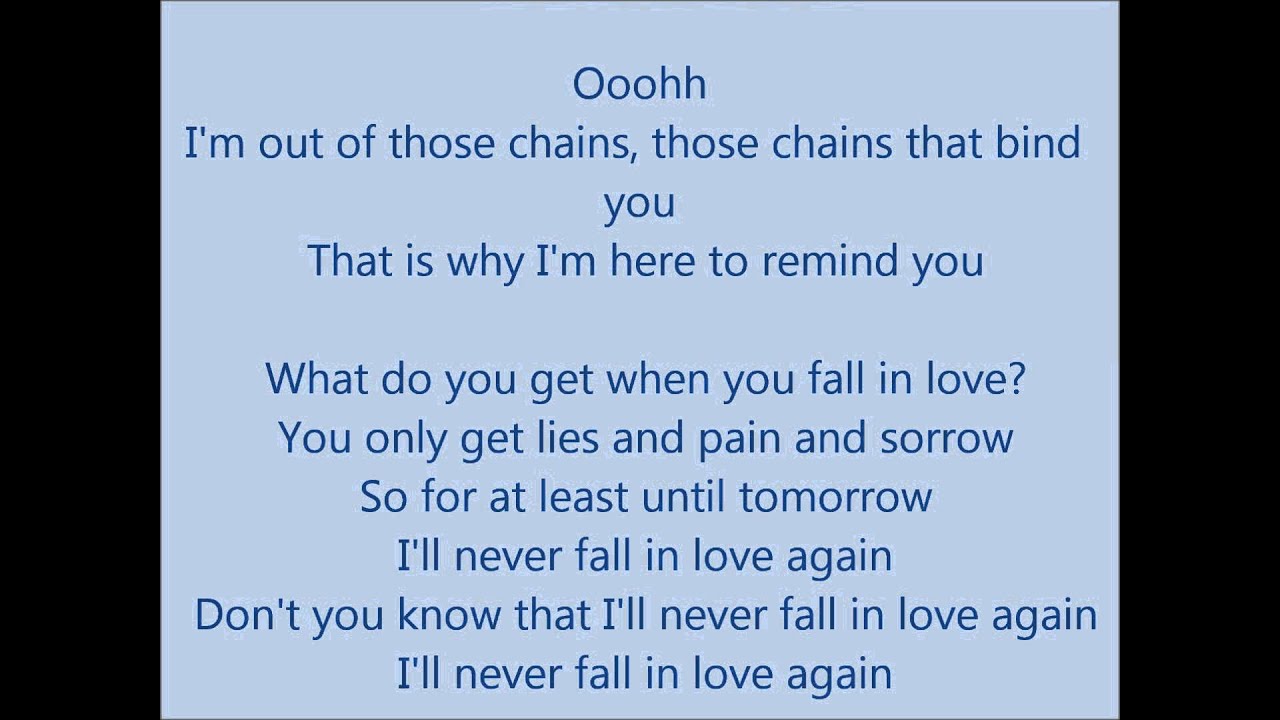 Glee - I'll never fall in love again - Lyrics