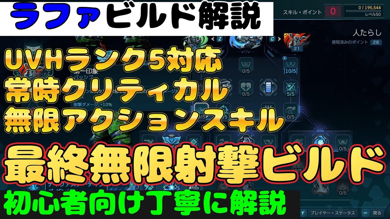 【ボーダーランズ４】ラファビルド解説『UVH5　射撃ラファの最終形態　常時クリティカル無限アクションスキル無限弾ビルド　初心者向け丁寧に解説』ボダラン４【Borderlands4】