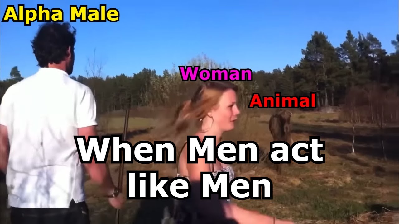 Man protects his woman from wild animal