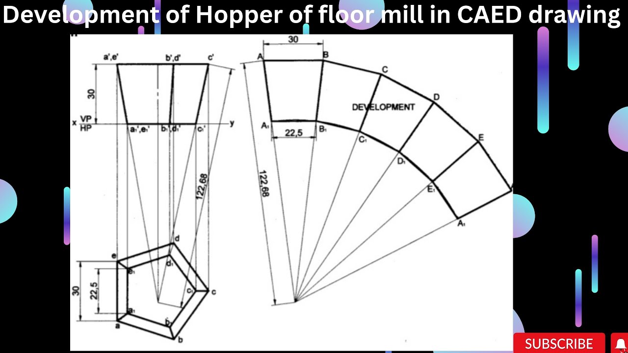 Development of Hopper of floor mill in CAED#drawing