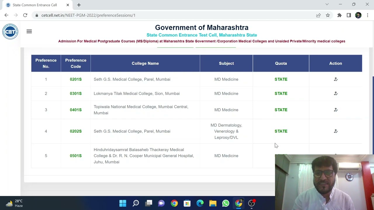 NEET PG 2022 Maharashtra State Choices Filling Demo Video