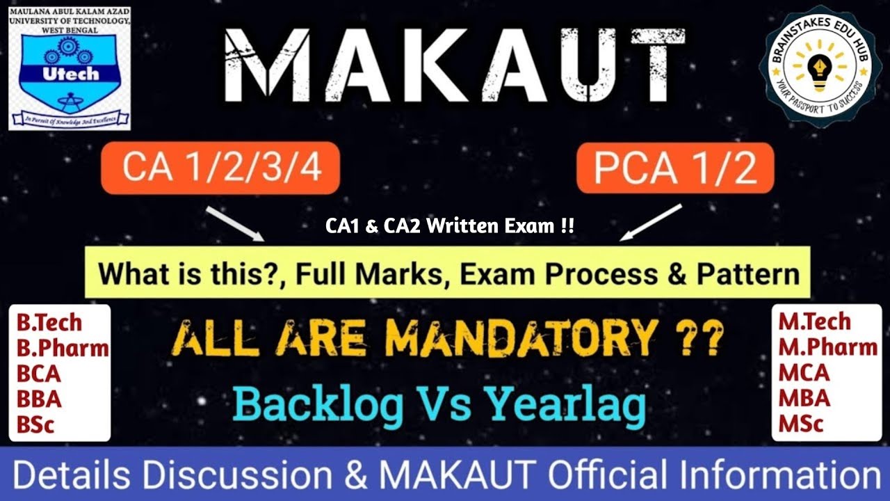What is CA & PCA❓// Backlog vs Yearlag // MAKAUT Official Rules 