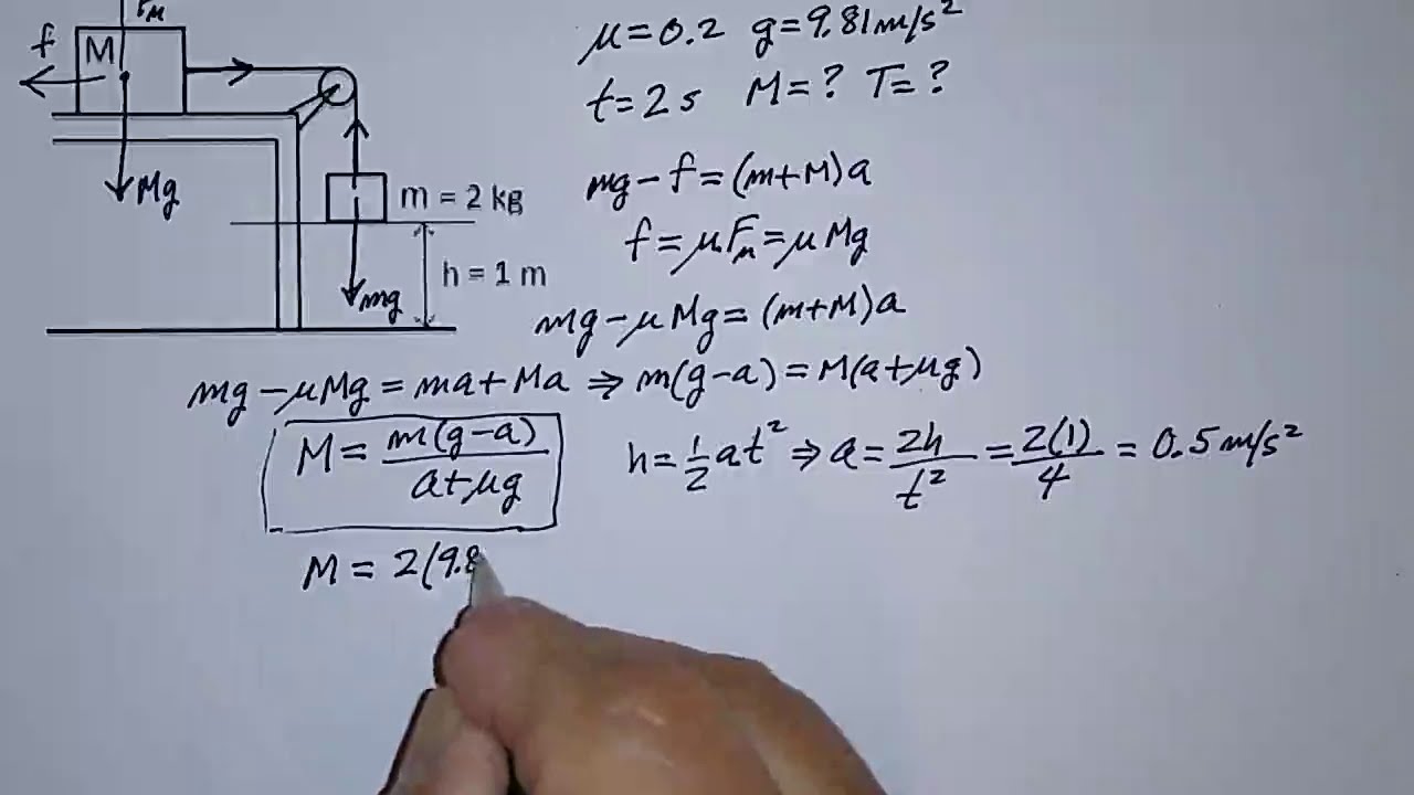Pulling mass across a table with friction (dynamics)