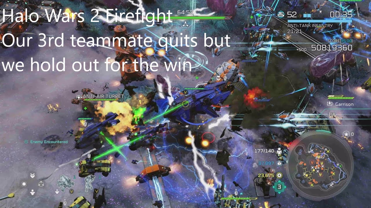 Halo Wars 2 A 3 player firefight match turns into a 2 player match and we win