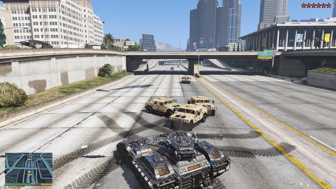 GTA 5 Highway Future Super Tank Rampage + Epic 10 Star Escape (RDE 4.1.4)