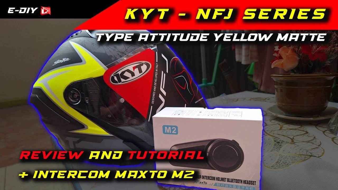 Review Helm KYT NFJ Series Attitude Matte Yellow + Pasang Intercom #kythelmet #helmet #tutorial #m2 