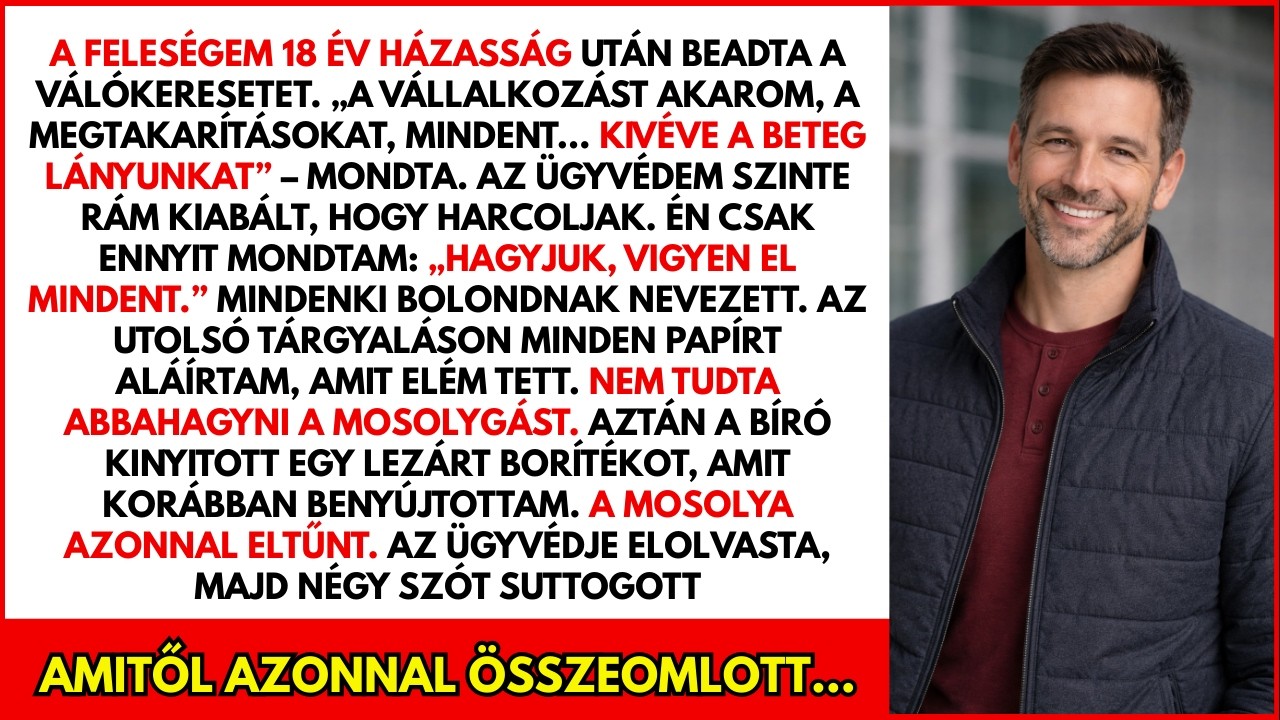 Az ügyvédem könyörgött, hogy harcoljak. Mindent aláírtam. A mosolya eltűnt a tárgyaláson