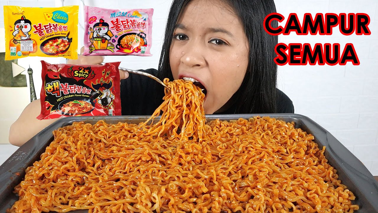 MUKBANG 3 SAMYANG JADI SATU DICAMPUR NUCLEAR, CHEESE, CARBONARA