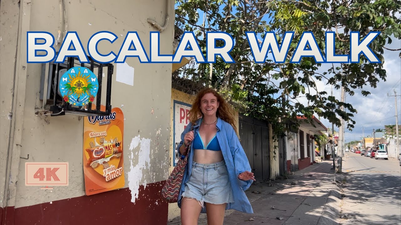 Bacalar Downtown 4K Walking Tour 🇲🇽 | Zócalo to Fifth Avenue & 7th Avenue Walk + Baseball!