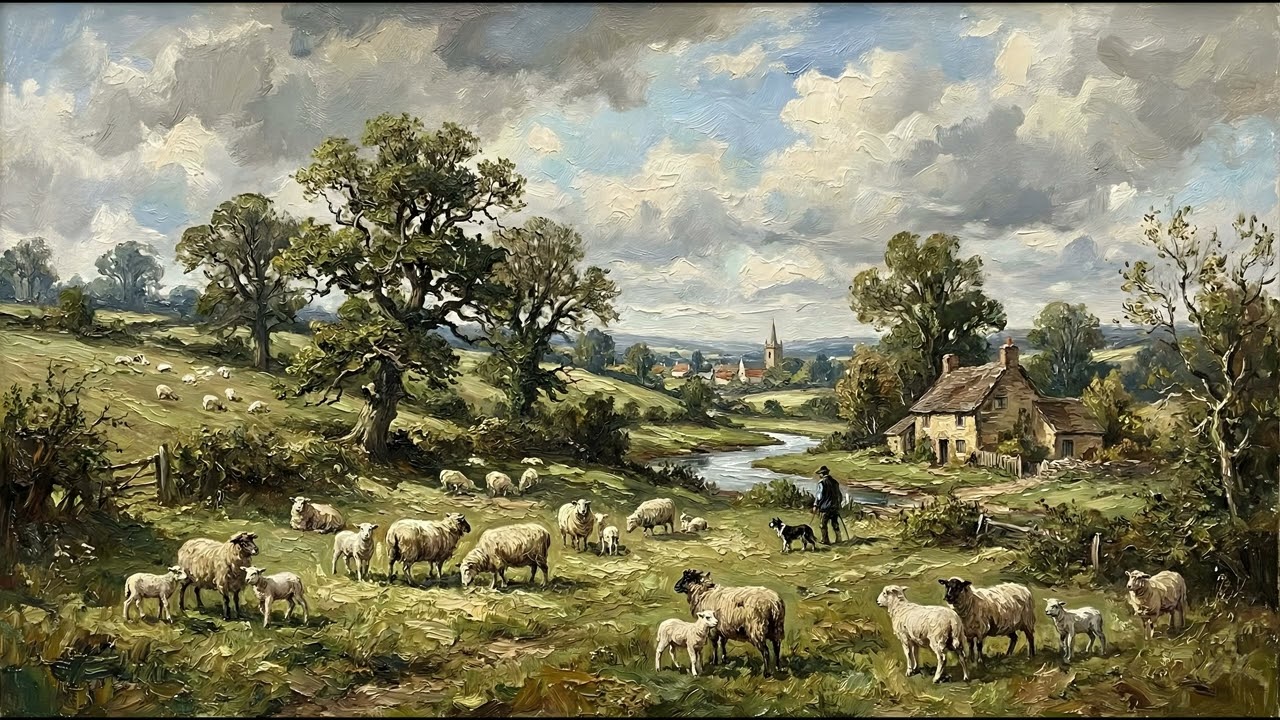 4K ART TV Screensaver: Peaceful Hillside Sheep Pasture | Relaxing Ambient Mode