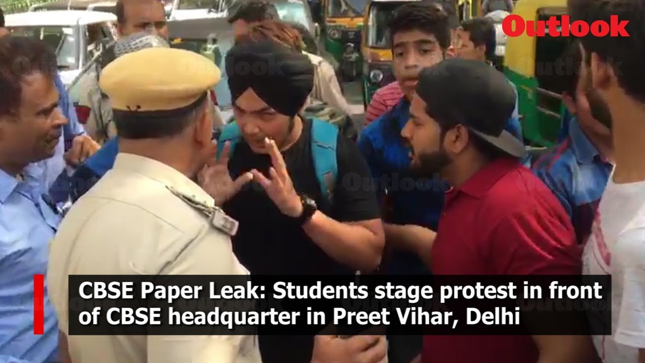 CBSE Paper Leak: Students stage protest in front of CBSE headquarter in Preet Vihar, Delhi