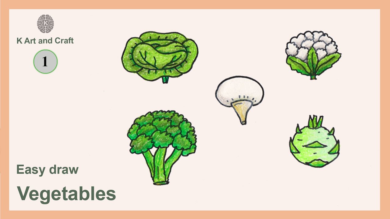 Easy vegetables drawing for KIDS part one step by step vegetables draw
